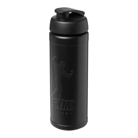 Bidón deportivo con tapa abatible de 750 ml &quot;Baseline Rise&quot; Negro intenso-Negro intenso | En Impresión De Molde | Parte frontal | 50 mm x 160 mm