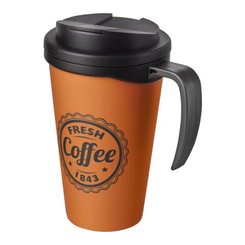 Americano Grande taza 350 ml con tapa antigoteo Naranja-Negro intenso | Impresión De Pantalla 1 color | envolvente | 227 mm x 73 mm