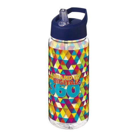 Bidón deportivo con tapa con boquilla de 600 ml &quot;H2O Active® Octave Tritan™&quot; Blanco-Azul | sin montaje de publicidad | no disponible | no disponible