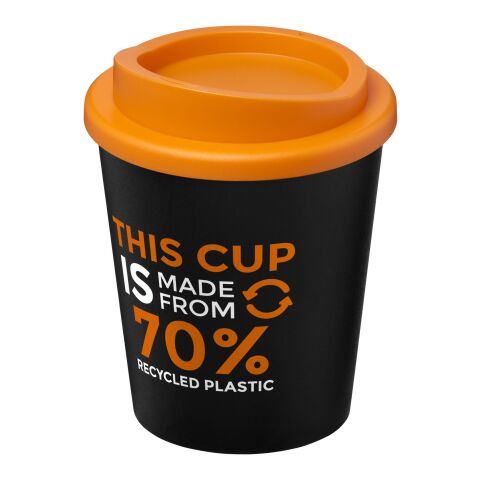 Vaso reciclado de 250 ml &quot;Americano® Espresso Eco&quot; Negro intenso-Naranja | sin montaje de publicidad | no disponible | no disponible
