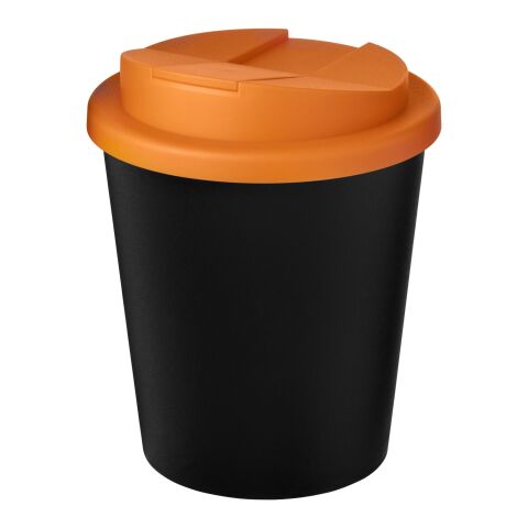 Vaso reciclado de 250 ml con tapa antigoteo &quot;Americano® Espresso Eco&quot; bronce negro-Naranja | sin montaje de publicidad | no disponible | no disponible