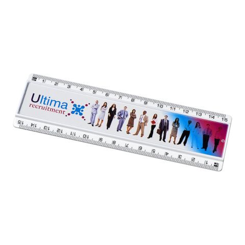 Regla de plástico de 15 cm con papel insertado Ellison Blanco | sin montaje de publicidad | no disponible | no disponible