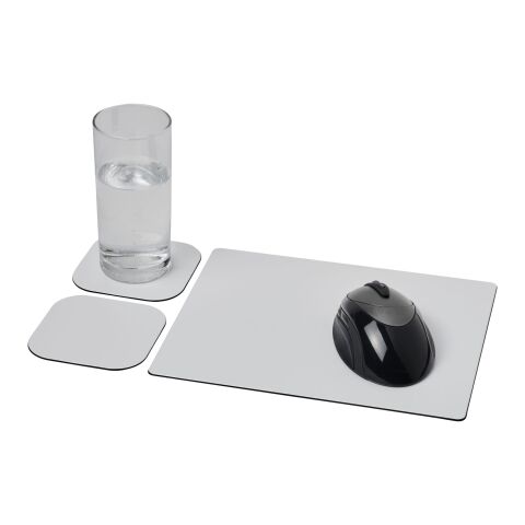 Combo 3 de alfombrilla para ratón y juego de posavasos Brite-Mat® negro | sin montaje de publicidad | no disponible | no disponible