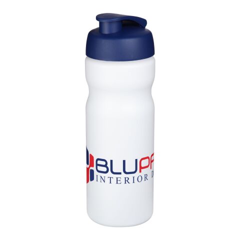Bidón deportivo con tapa Flip de 650 ml &quot;Baseline® Plus&quot; Blanco-Azul | sin montaje de publicidad | no disponible | no disponible