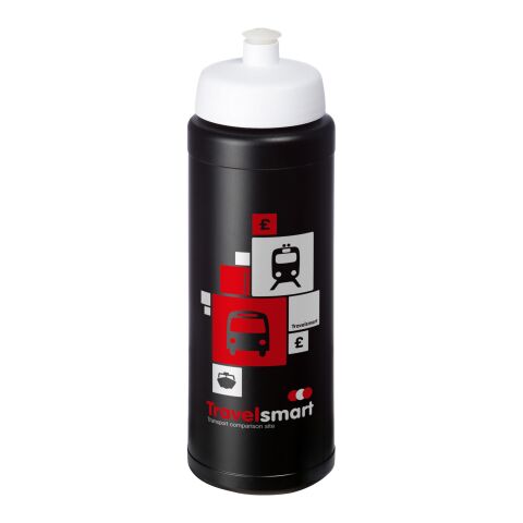 Bidón deportivo con tapa de 750 ml con asa &quot;Baseline® Plus&quot; Negro intenso-Blanco | sin montaje de publicidad | no disponible | no disponible