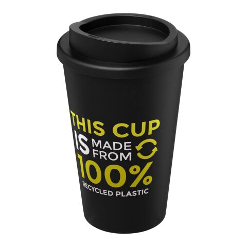 Taza con aislamiento de 350 ml de material reciclado &quot;Americano®&quot; Negro | Impresión De Pantalla 1 color | envolvente | 228 mm x 73 mm