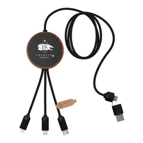 Cable de carga 5 en 1 de PET reciclado con logo retroiluminado y base de carga de 10 W &quot;SCX.design C40&quot;