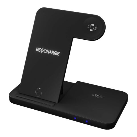 Base de carga inalámbrica 3 en 1 con soporte para teléfono "SCX.design W28" Estándar | Negro intenso | sin montaje de publicidad | no disponible | no disponible