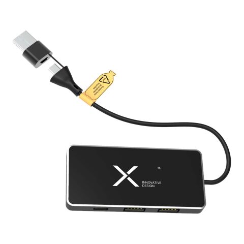 Hub USB 8 en 1 con doble entrada y 6 puertos &quot;SCX.design H20&quot; Estándar | negro | sin montaje de publicidad | no disponible | no disponible