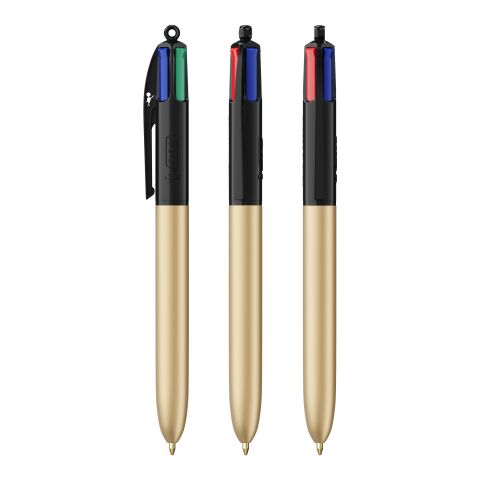 BIC® 4 Colours Glacé Negro-oro | Impresión De Pantalla 1 color | Cuerpo-centrado al clip | 30.00 mm x 43.00 mm