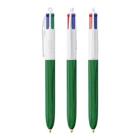 BIC® 4 Colours Wood Style Blanco-verde | Impresión De Pantalla 1 color | Cuerpo-a la derecha del clip&nbsp; | 30.00 mm x 43.00 mm