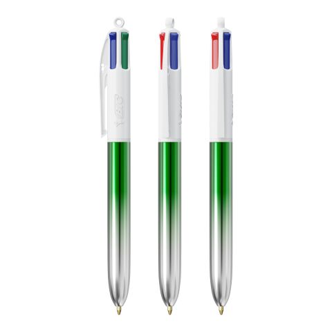 BIC® 4 Colours® Bicolor + Lanyard verde/ plata | Impresión De Pantalla 1 color | Parte superior-detrás del clip | 22.00 mm x 10.00 mm