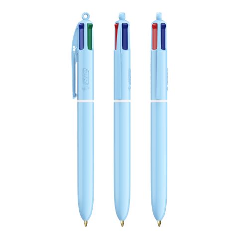 BIC® 4 Colours® Pastel + Lanyard azul claro | sin montaje de publicidad | no disponible | no disponible