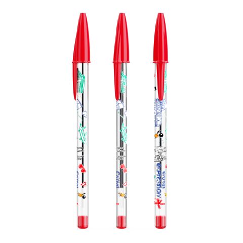 BIC® Cristal® Expression Rojo | tinta roja | Impresión Digital Completa | Cuerpo-Total | 26.00 mm x 110.00 mm