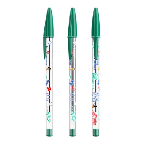 BIC® Cristal® Expression verde | tinta verde | Impresión Digital Completa | Cuerpo-Total | 26.00 mm x 110.00 mm