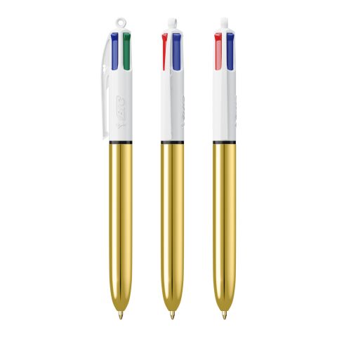 BIC® 4 Colours Shine bolígrafo Blanco-oro | Impresión De Pantalla 1 color | Parte superior-Detrás del clip | 22.00 mm x 10.00 mm