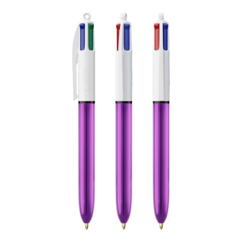 BIC® 4 Colours Shine bolígrafo Blanco-púrpura metalizado | sin montaje de publicidad | no disponible | no disponible