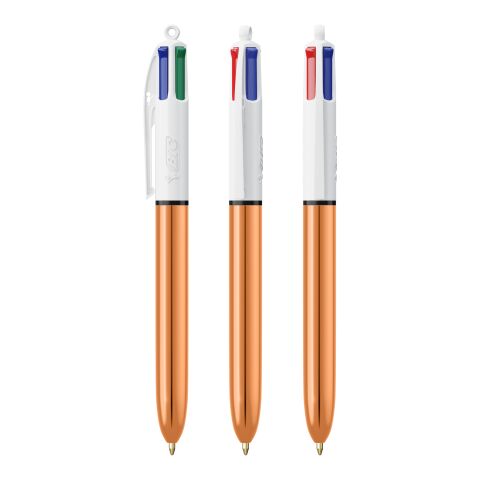 BIC® 4 Colours Shine bolígrafo Blanco-oro rosa | Impresión De Pantalla 1 color | Cuerpo-centrado al clip | 30.00 mm x 43.00 mm