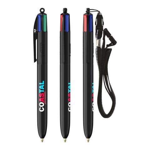 BIC® 4 Colours® ECO + lanyard Negro intenso