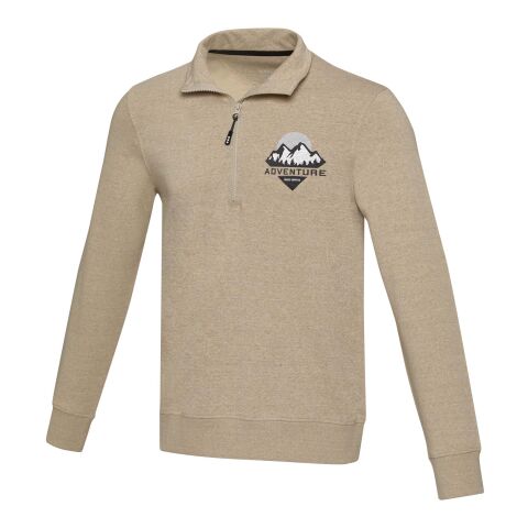 Sudadera unisex de material reciclado con cremallera 1/4  Aware™ &quot;Tin&quot;  Estándar | Oatmeal | S | sin montaje de publicidad | no disponible | no disponible | no disponible