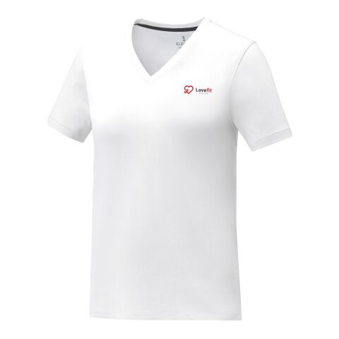 Camiseta de manga corta y cuello en V para mujer &quot;Somoto&quot; Estándar | Blanco | XS | sin montaje de publicidad | no disponible | no disponible | no disponible
