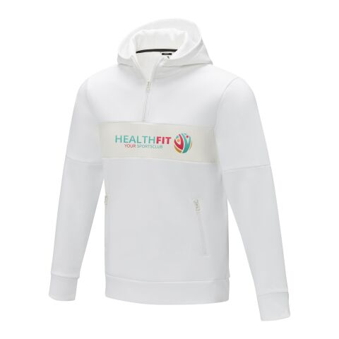 Jersey anorak con capucha con media cremallera para hombre &quot;Sayan&quot; Estándar | Blanco | 2XL | sin montaje de publicidad | no disponible | no disponible | no disponible