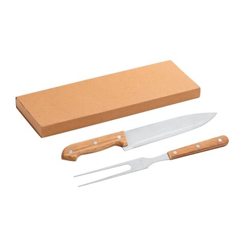 SALSA. Conjunto de 2 utensilios para barbacoa, hechos en bambú y acero inoxidable Beige | sin montaje de publicidad