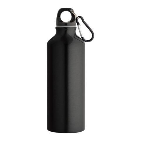 RE-LANDSCAPE M. Botella de aluminio reciclado con mosquetón 530 mL Negro | sin montaje de publicidad