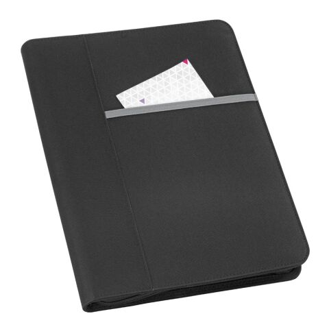 AUSTER. Carpeta A4 en 600D con bloc de hojas forrado gris claro | sin montaje de publicidad | Forrado | A4