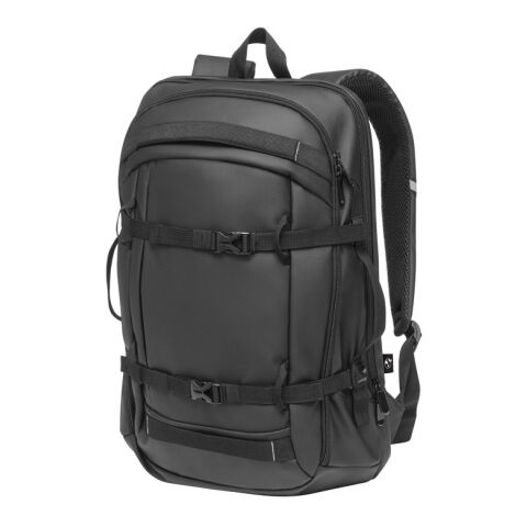 KAMPALA. Mochila para portátil en poliéster reciclado de alta densidad 900D, con revestimiento resistente al agua y forro de poliéster reciclado 210D 17&#039;3&quot; Negro | sin montaje de publicidad