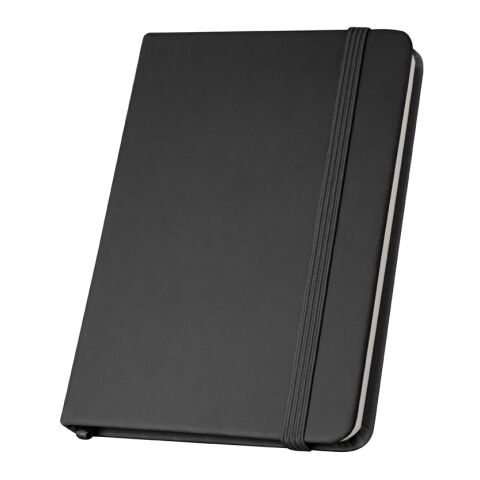CAMPUS. Cuaderno A5 de tapa dura en PU (35% reciclado) con páginas rayadas 100% reciclado Negro | Serigrafía 1 color