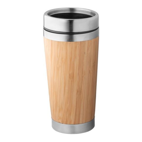 PIETRO. Vaso de viaje de bambú de 500 mL Beige | sin montaje de publicidad