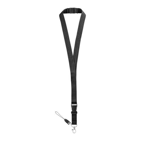 MURRAY. Lanyard de poliéster con mosquetón metálico Negro | sin montaje de publicidad