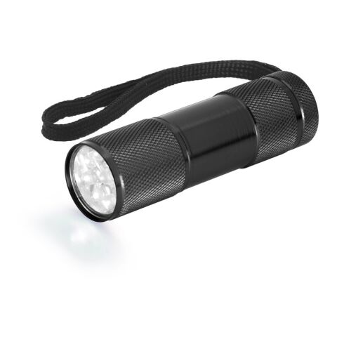 FLASHY. Linterna de aluminio con 9 LEDs Negro | sin montaje de publicidad