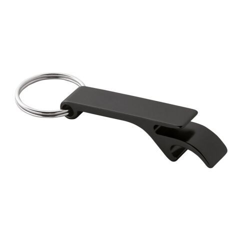 RE-BAITT. Llavero con abridor de chapas de aluminio reciclado (100% rAL) Negro | sin montaje de publicidad