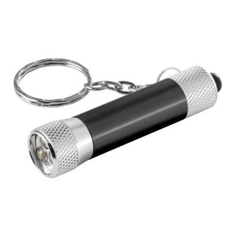 RE-LERGAN. Llavero de aluminio (92% reciclado) con linterna LED de 3 posiciones Negro | sin montaje de publicidad