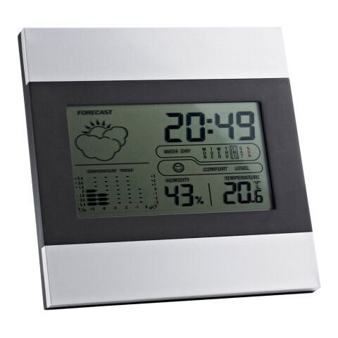 DENE. Estación meteorológica de sobremesa con pantalla LCD de aluminio y ABS