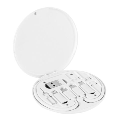 SYSTROM. Cable de carga ultrarrápida y set de adaptadores ABS reciclado (100% rABS) Blanco | sin montaje de publicidad