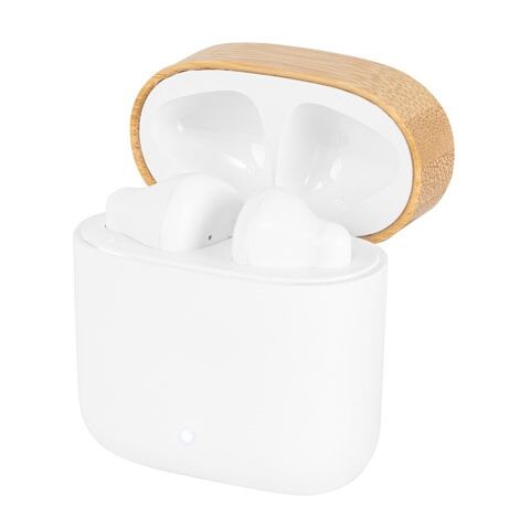 COBAIN. Auriculares inalámbricos con 5h de autonomía en ABS reciclado (100% rABS) y bambú Blanco | sin montaje de publicidad