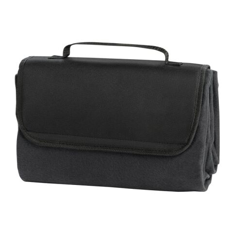 RILEY. Manta polar con asa de transporte y solapa (180 g/m²) Negro | sin montaje de publicidad