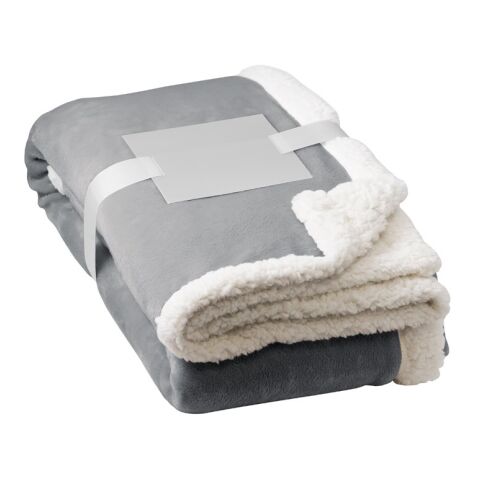 HEIDEN. Manta polar reversible (190 g/m²) con cinta de raso y tarjeta personalizada Gris | sin montaje de publicidad