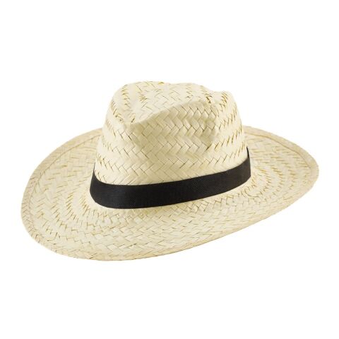 EDWARD POLI. Sombrero de paja natural con cinta de poliéster Negro | sin montaje de publicidad