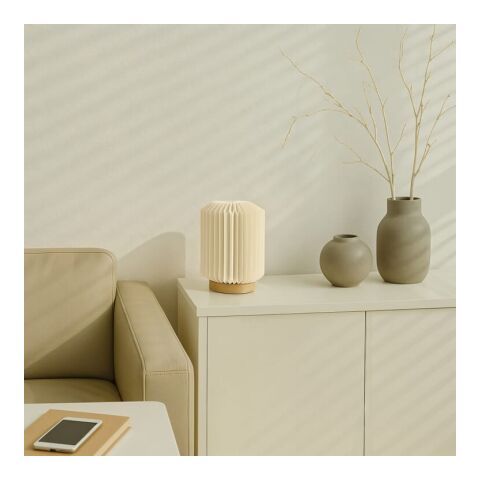 Coollux lámpara LED de papel plegable Aurora sobre base de madera, 22cm