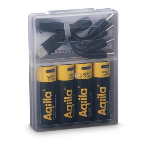 Paquete de 4 pilas AA recargables Aqiila con conexión USB-C de 2000 mAh Negro | sin montaje de publicidad | no disponible | no disponible