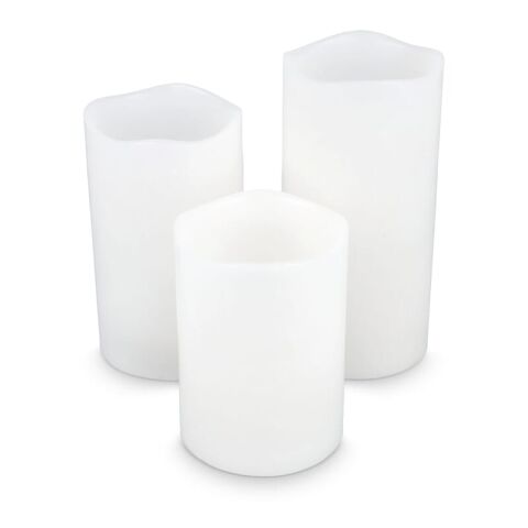 Juego de 3 velas de cera LED Koselys (funcionan con pilas) Crema | sin montaje de publicidad | no disponible | no disponible