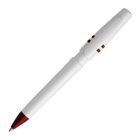 Bolígrafo Nora opaco Blanco-rojo oscuro | Tampografía 1 color | en el cuerpo alineado con el clip | 40 mm x 8 mm | no disponible