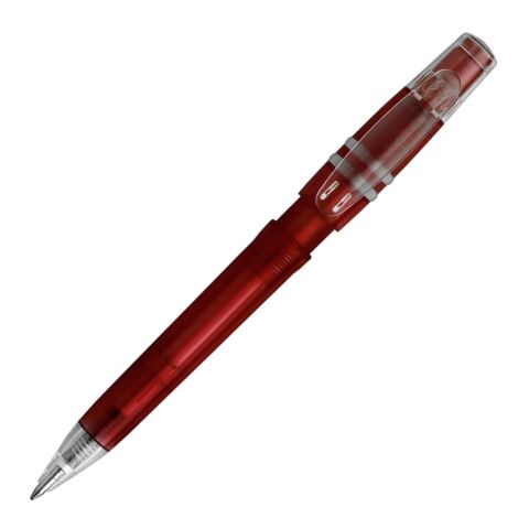 Bolígrafo Nora Clear transparente Rojo / Blanco-rojo oscuro | Tampografía 1 color | 90 grados del clip | 40 mm x 8 mm | no disponible