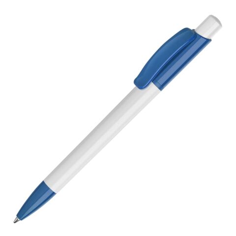 Bolígrafo Kamal opaco Blanco-Azul / Blanco | Impresión De Pantalla 1 color | 270 grados del clip | 40 mm x 25 mm | no disponible
