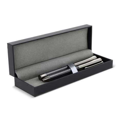 Set de bolígrafo y roller de metal en estuche de regalo Negro | sin montaje de publicidad | no disponible | no disponible | no disponible