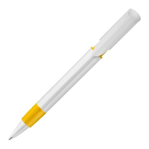 Bolígrafo S40 Grip opaco Blanco-Amarillo | sin montaje de publicidad | no disponible | no disponible | no disponible
